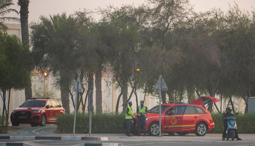 Sicherheitskr&auml;fte am Ort des israelischen Angriffs in Doha.