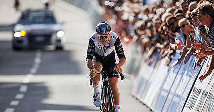 Radsport: Deutschland Tour, St. Wendel (2,30 km), Prolog (Einzelzeitfahren). Pascal Ackermann (Deutschland) vom UAE Team Emirates ist auf der Strecke unterwegs. +++ dpa-Bildfunk +++ Radsport: Deutschland Tour, St. Wendel (2,30 km), Prolog (Einzelzeitfahren). Pascal Ackermann (Deutschland) vom UAE Team Emirates ist auf der Strecke unterwegs. +++ dpa-Bildfunk +++