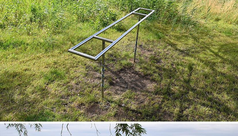 Eine Stelle zum Wassertreten am Arendsee lag 2023 im Trockenen. 2024 und 2025 sah es im August an dieser Stelle anders aus.