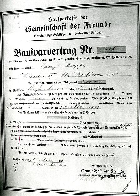 Bausparvertrag Nummer 116. Aufnahme aus dem Jahr 1996.