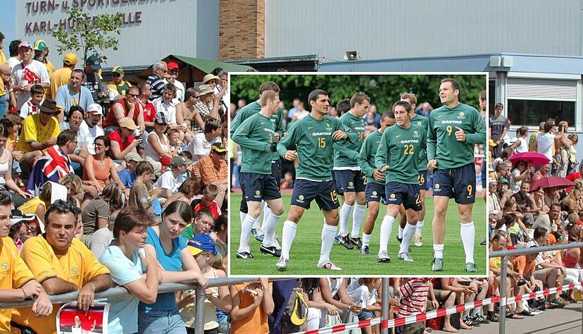 Die Socceroos (kleines Foto) beim Training im frisch renovierten Otto-Meister-Stadion. Die Übungseinheiten der australischen Nationalmannschaft verfolgten immer viele Zuschauer. Die Socceroos (kleines Foto) beim Training im frisch renovierten Otto-Meister-Stadion. Die Übungseinheiten der australischen Nationalmannschaft verfolgten immer viele Zuschauer.