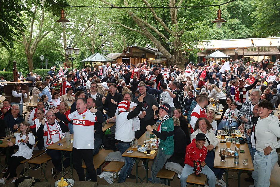 Mehrfach Grund zu jubeln hatten die Fans beim Public Viewing zum DFB-Pokalfinale im Biergarten Foodcourt in Heilbronn. Mehrfach Grund zu jubeln hatten die Fans beim Public Viewing zum DFB-Pokalfinale im Biergarten Foodcourt in Heilbronn.