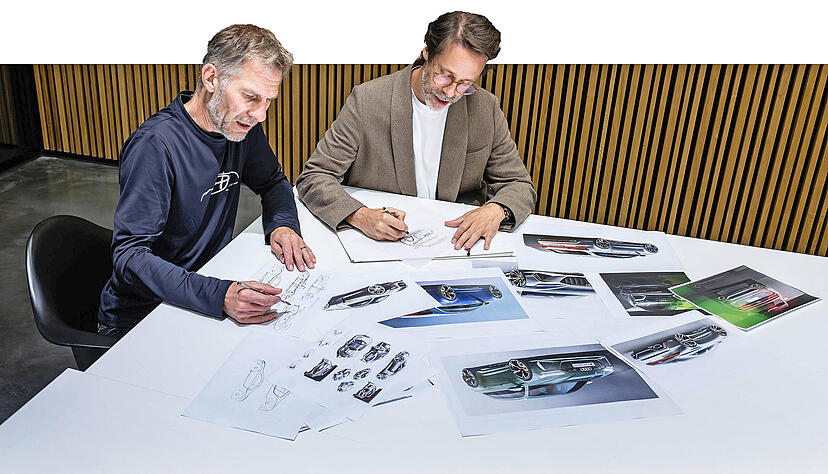 Frank Lamberty (links) hat den ersten Audi R8 entworfen, Stephan Fahr-Becker zahlreiche RS-Modelle.