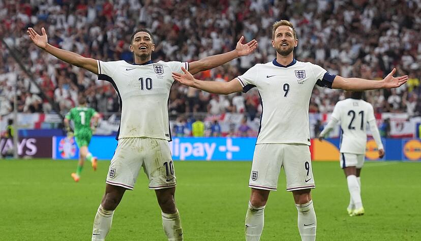 Jude Bellingham (l) und Harry Kane waren die Matchwinner für England im Achtelfinale. Jude Bellingham (l) und Harry Kane waren die Matchwinner für England im Achtelfinale.
