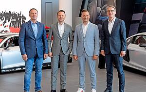 Im Audi-Forum (von links): Rainer Schirmer, Rolf Michl, Sebastian Grams und Fred Schulze.