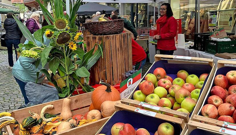 Bunt und wohlschmeckend, das sind die Dinge, die die Menschen beim Öhringer Herbstmarkt in der Marktstraße erwarten.