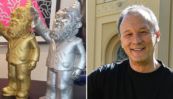 K&uuml;nstler Ottmar H&ouml;rl hat die "Poisoned"-Zwerge entworfen. Fotos: Hoffmann/dpa