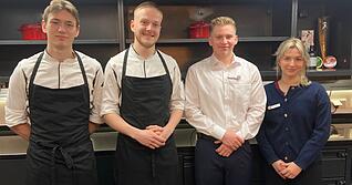 Azubis im Hotel und Restaurant "Neues Tor" in Bad Wimpfen (von links): Paul Geiger, Nils Maier, Kevin Schneider und Vanessa Sosnowski.