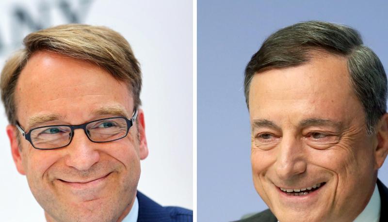 Bundesbank-Chef Jens Weidmann (l.) werden Chancen auf die Nachfolge von EZB-Präsident Mario Draghi eingeräumt.