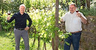 Hoffen auf einen guten Jahrgang: WG-Geschäftsführer Marian Kopp (links) und der Vorstandsvorsitzende Dietrich Rembold.
Foto: Andreas Veigel Hoffen auf einen guten Jahrgang: WG-Geschäftsführer Marian Kopp (links) und der Vorstandsvorsitzende Dietrich Rembold.
Foto: Andreas Veigel
