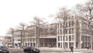 Die Computeranimation zeigt neben der bestehenden Volksbank-Zentrale an der Allee (links) den geplanten Neubau.Fotos: Mattes Sekiguchi/Mario Berger Die Computeranimation zeigt neben der bestehenden Volksbank-Zentrale an der Allee (links) den geplanten Neubau.Fotos: Mattes Sekiguchi/Mario Berger