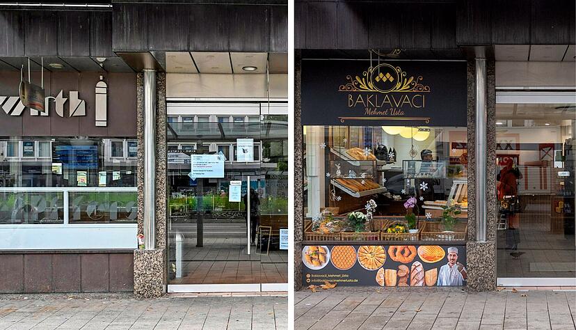 In die ehemalige Nothwang-Filiale (links) in der Heilbronner Allee ist eine türkische Bäckerei- und Metzgereifiliale (rechts) eingezogen.