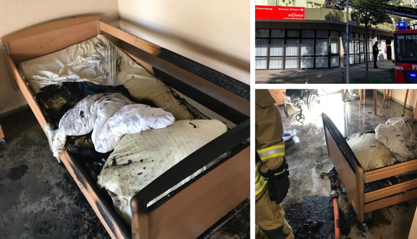 Bei einem Feuer in einem Seniorenheim in der Heilbronner Olgastraße sind zwei Menschen schwer verletzt worden. Ein Bewohner starb wenig später an seinen Verletzungen. Feuerwehr, Polizei und Rettungshubschrauber waren im Einsatz.