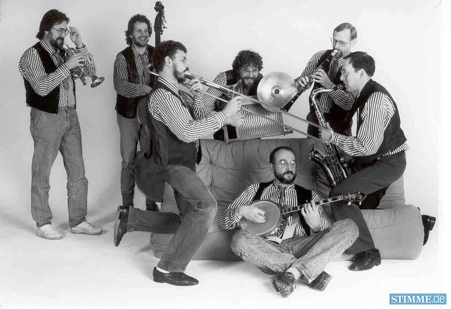 1988: 25 Jahre Feetwarmers. In dieser Besetzung spielte die Band fast 20 Jahre.