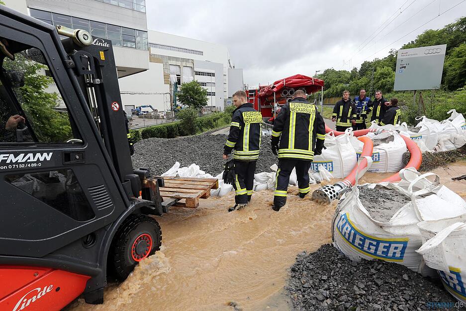 Hochwasser im Audi-Werk Neckarsulm