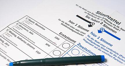 Ein Muster eines Stimmzettels für die Bundestagswahl.
