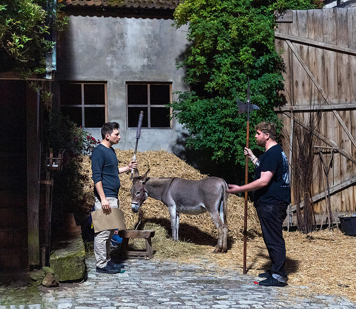 Dreharbeiten zum  Mittelalterfilm in Horkheim