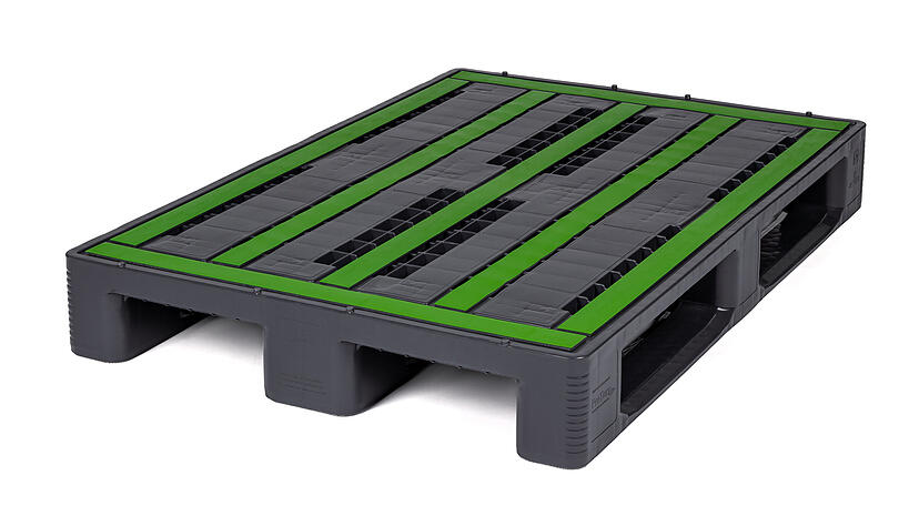 So sieht die Neckarsulmer Euro-Palette aus. Sie wird aus Kunststoff hergestellt, davon zu 30 Prozent aus Recyclingmaterial.