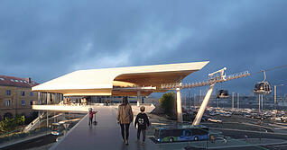 Diese Darstellung der geplanten Seilbahnhaltestelle am Bahnhof ist Teil der Unterlagen, die am Donnerstag im Heilbronner Gemeinderat diskutiert werden.