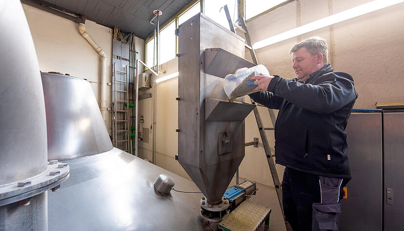 Bei der Pils-Herstellung gibt Brauer Thomas Steinke rund 17 Kilogramm Hopfen in den 15 000-Liter-Sud. Dieser verleiht dem Bier den bitter-herben Geschmack.