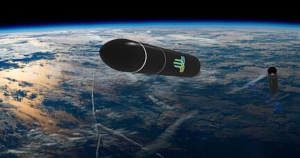 Mit der dreistufigen, 36 Tonnen schweren Trägerrakete sollen mehrere Hundert Kilogramm an Kleinsatelliten in eine erdnahe Umlaufbahn gebracht werden.
Visualisierung: HyImpulse Mit der dreistufigen, 36 Tonnen schweren Trägerrakete sollen mehrere Hundert Kilogramm an Kleinsatelliten in eine erdnahe Umlaufbahn gebracht werden.
Visualisierung: HyImpulse