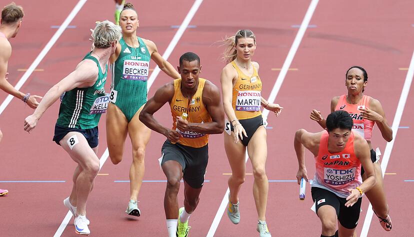 Die 4x400-Meter-Mixedstaffel um Johanna Martin und Emil Agyekum enttäuschte.