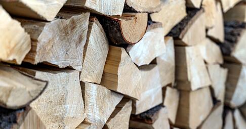 Trockenes, gespaltenes Holz mit weniger als 20 Prozent Feuchtigkeit ist ideales Feuerholz für Ofen und Kamin.