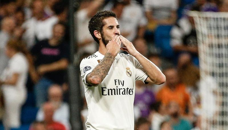Real Madrids Francisco Alarconjubelt über sein Tor zum 1:0 gegen AS Rom.