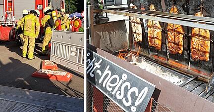 Am Donnerstagabend ist das Dach eines Gastro-Stands im Weindorf Heilbronn in Brand geraten. Die Ermittlungen zur Feuerursache laufen.