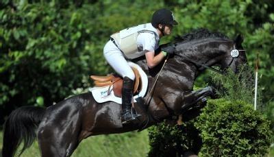 Vielseitigkeitsreiter Michael Jung springt mit River of Joy über ein Hindernis. Vielseitigkeitsreiter Michael Jung springt mit River of Joy über ein Hindernis.