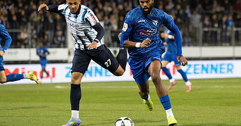 Schnelles Wiedersehen: Freibergs Meghon Valpoort (rechts) und der Stuttgarter David Udogu (links) sind erst im WFV-Pokal aufeinander getroffen.