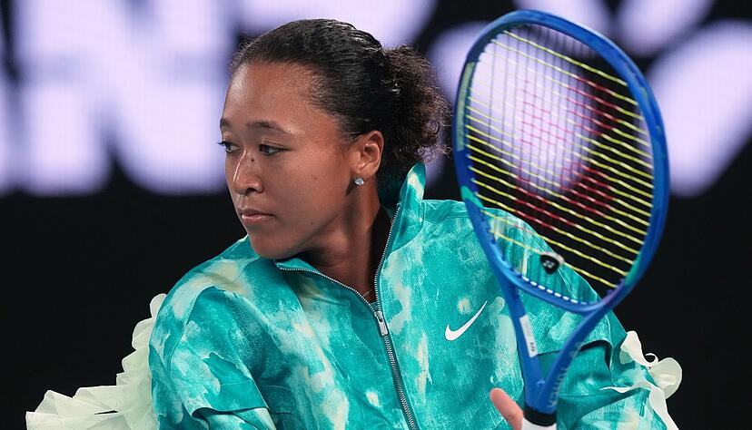 Naomi Osaka beim Einspielen.