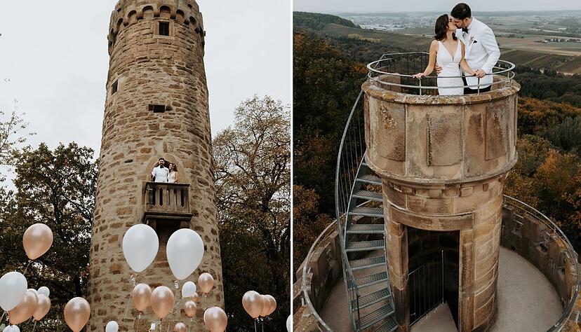 Eine beliebte Variante für die Hochzeit auf der Heuchelberger Warte ist die Trauung am Turm. Eine beliebte Variante für die Hochzeit auf der Heuchelberger Warte ist die Trauung am Turm.