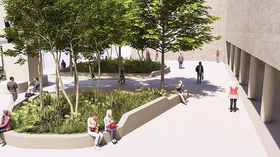 Rund um das Robert-Mayer-Denkmal soll Fl&auml;che entsiegelt und begr&uuml;nt werden.