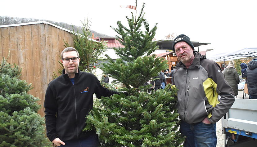 Ein Christbaum vom Pr&uuml;mmer: Der geh&ouml;rt in jede gute Buchenbacher Stube. Praktischerweise verkauft er die B&auml;ume direkt auf dem &ouml;rtlichen Weihnachtsmarkt.