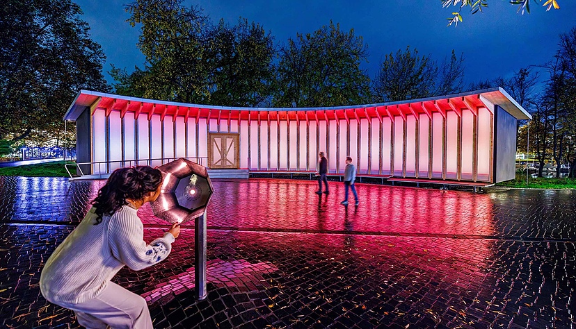 Lichtinstallation "Echo" bei der experimenta Heilbronn.