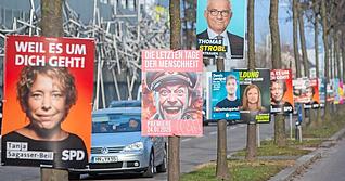 Wahlplakate f&uuml;r die Landtagswahl, hier in der Heilbronner Oststra&szlig;e.