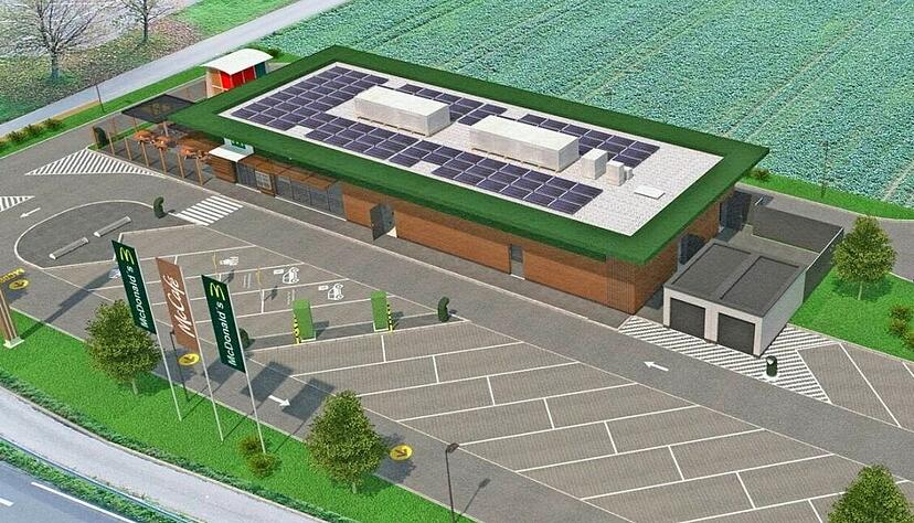 Die Visualisierung zeigt die geplante McDonald&rsquo;s-Filiale in Eppingen.