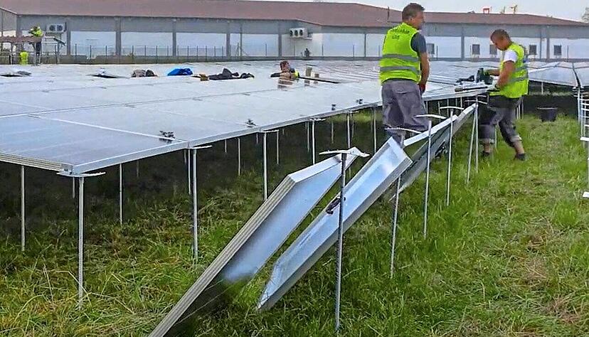 Bürgersolarpark Eppingen: Neues System der Aufständerung. Spart 50 Prozent Stahl. Foto: BEG Kraichgau Bürgersolarpark Eppingen: Neues System der Aufständerung. Spart 50 Prozent Stahl. Foto: BEG Kraichgau