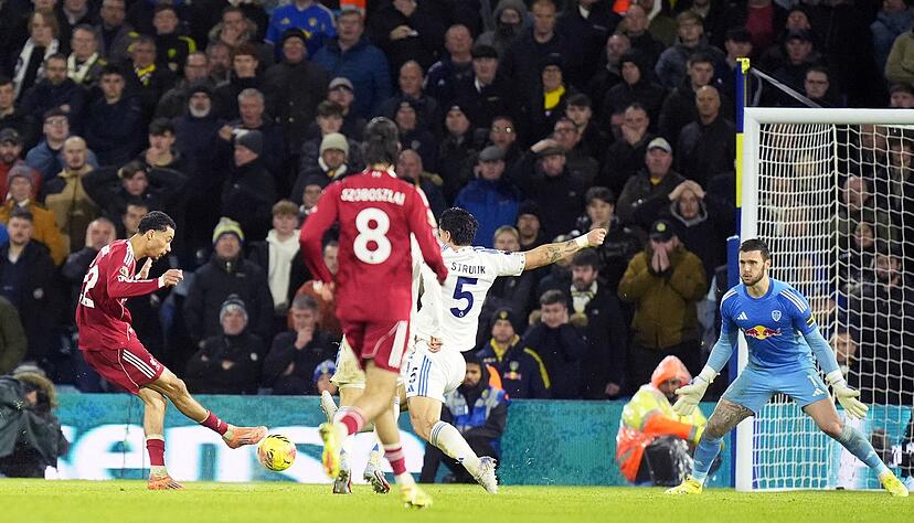 Liverpools Hugo Ekitike traf bei Leeds United doppelt, für einen Sieg hat es dennoch nicht gereicht.