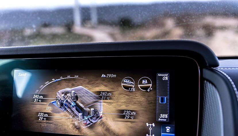 Der Bordcomputer samt Digitaldisplay &uuml;bernimmt die Fahrzeug&uuml;berwachung.