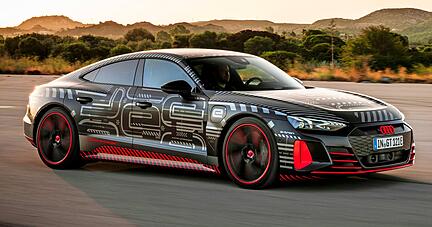 Der E-Tron GT wird am Standort B&ouml;llinger H&ouml;fe in Heilbronn gefertigt und leistet bis zu 475 kW/646 PS.
Fotos: Audi