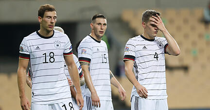 Deutschlands Leon Goretzka (l-r), Niklas Süle und Matthias Ginter reagieren nach dem verlorenem Spiel. Foto: dpa Deutschlands Leon Goretzka (l-r), Niklas Süle und Matthias Ginter reagieren nach dem verlorenem Spiel. Foto: dpa