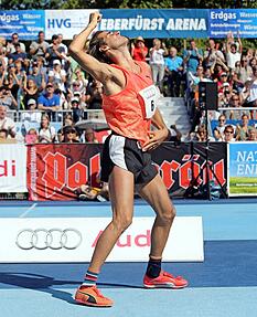 Showeinlage inklusive: So kennen Fans Tamberi aus Eberstadt.