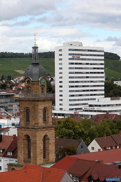 Heilbronn, City Hochhaus, City Hotel, Blick von der Kilianskirche