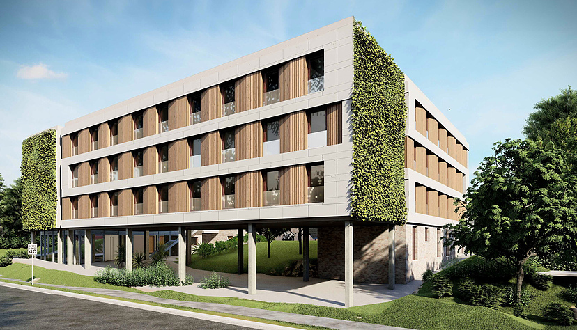 So wird das Wohnheim am Reinhold-Würth-Campus Künzelsau aussehen. 2026 soll es fertiggestellt sein. So wird das Wohnheim am Reinhold-Würth-Campus Künzelsau aussehen. 2026 soll es fertiggestellt sein.