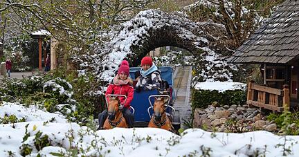 Es sind vor allem Jahreskartenbesitzer, die sich nicht vom Schnee aufhalten lassen. Warm eingepackt genießen sie bei Eiseskälte den Saisonstart in Tripsdrill.
Fotos: Stefanie Pfäffle