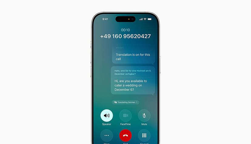 Mal sehen, wie das in der Praxis funktioniert: iOS 26 soll auch Sprachanrufe live übersetzen können - mit Texteinblendungen.