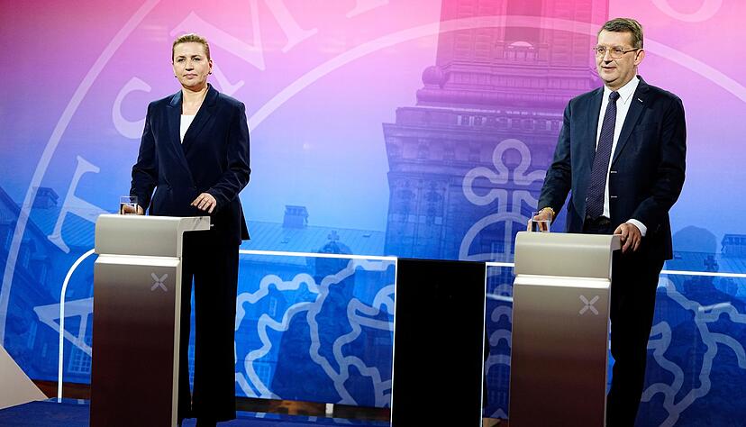 Die sozialdemokratische Regierungschefin Mette Frederiksen (l) wird vom der rechtsliberalen Verteidigungsminister Troels Lund Poulsen (r) herausgefordert. (Archivbild)