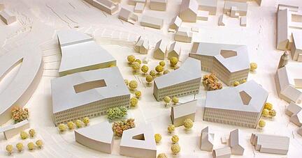 Das Büro Kubus 360 aus Stuttgart gewann den Architekturwettbewerb mit diesem Modell. Der Kreistag stimmte am Montag für den Planungsauftrag.
Fotos: Rößler/privat